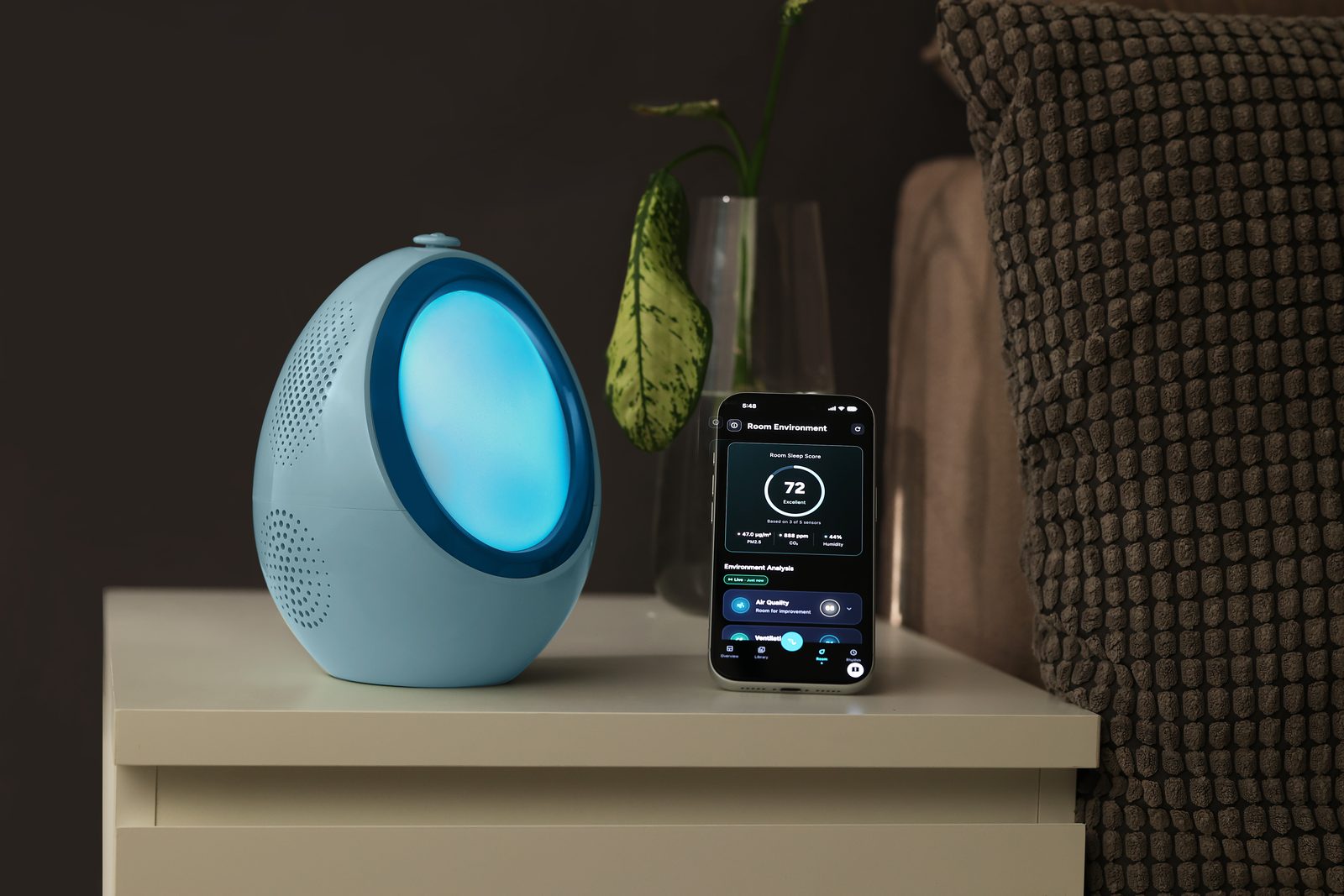 The Naptick app showing the room sleep score